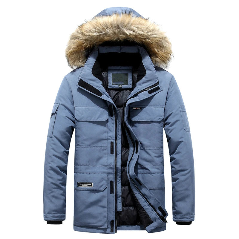 Men Thick Casual Turn Down Collar Mens Winter Jackets Parkas Coats Mens Winter Coats Fashion Hooded Parkas Warm Winter Jackets