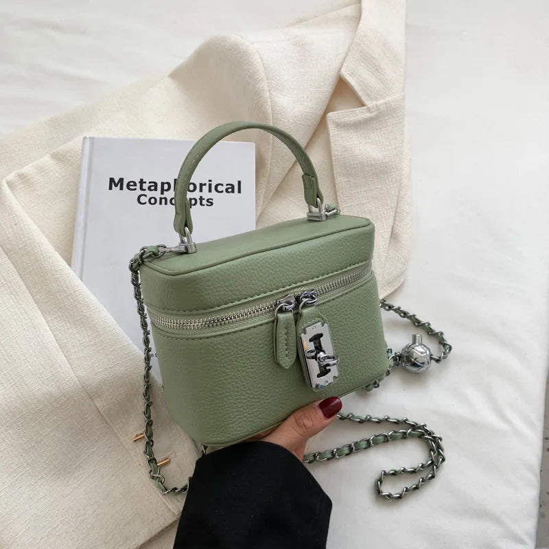 Women Square Handbags Summer Fashion Chains Crossbody Bags Texture PU Shoulder Bag Elegant Chic Mini Mobile Phone Bags
