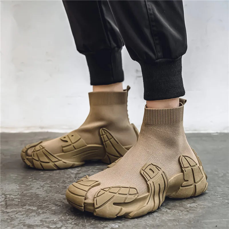 Outdoor Winter Men Casual Boots Designer Soft Sneakers Breathbale Men‘s Socks Shoes Slip-On Flat Lightweight Walking Sport Shoes