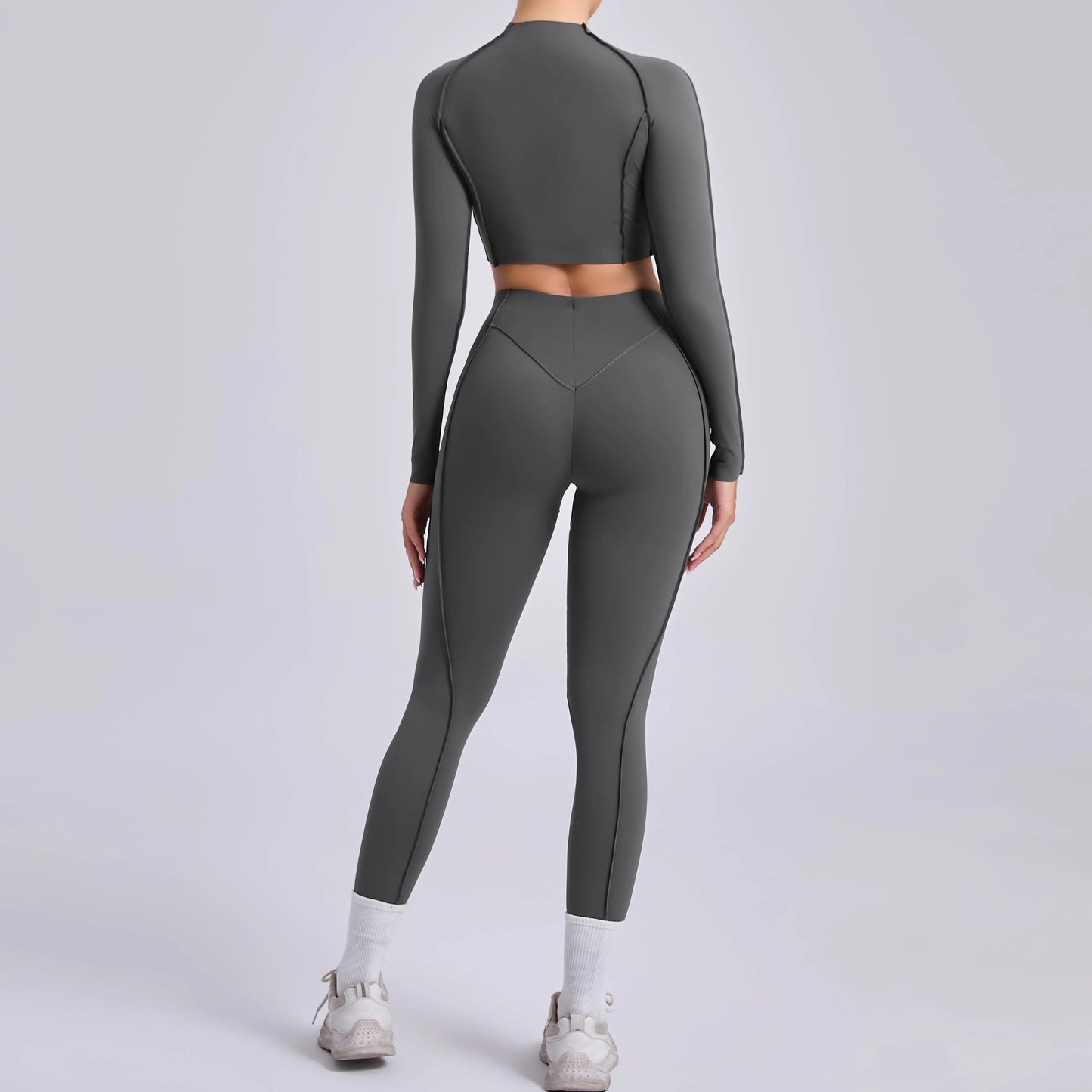 Sportswear Yoga Set Women's Workout Clothes Athletic Wear Sports Gym Legging Seamless Fitness Bra Crop Top Long Sleeve Yoga Suit