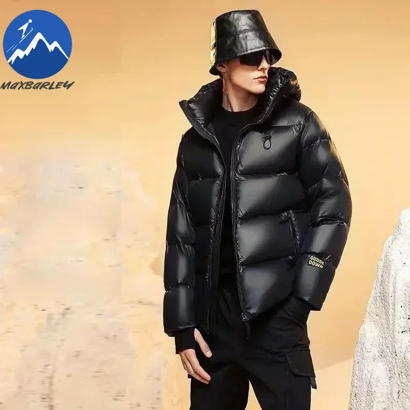 Down Jacket Men Winter Waterproof Goose Jacket Men Luxury Brand Hooded Feather Goose Coat Women Black Puffer Jacket Man 2023 New