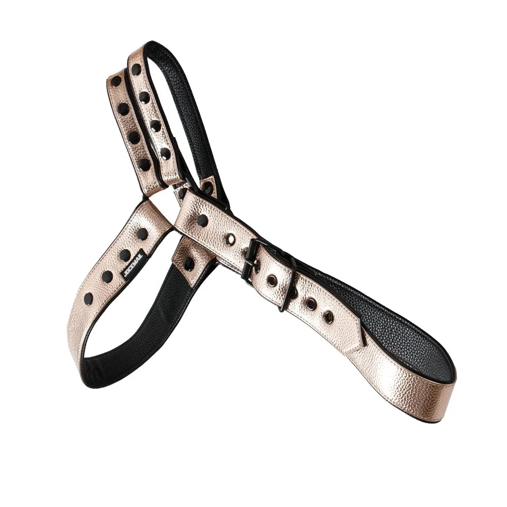 Men's Leather Tri Harness Chest Armor Buckles Adjustable Size Removable Pouch Faux Leather Jockstrap Underwear  Costumes