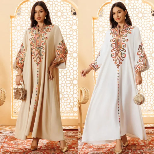 Ramadan Muslim Women's Embroidered Loose abaya Dresses For Women Gala Morocco Dubai Elegant Casual Kaftan