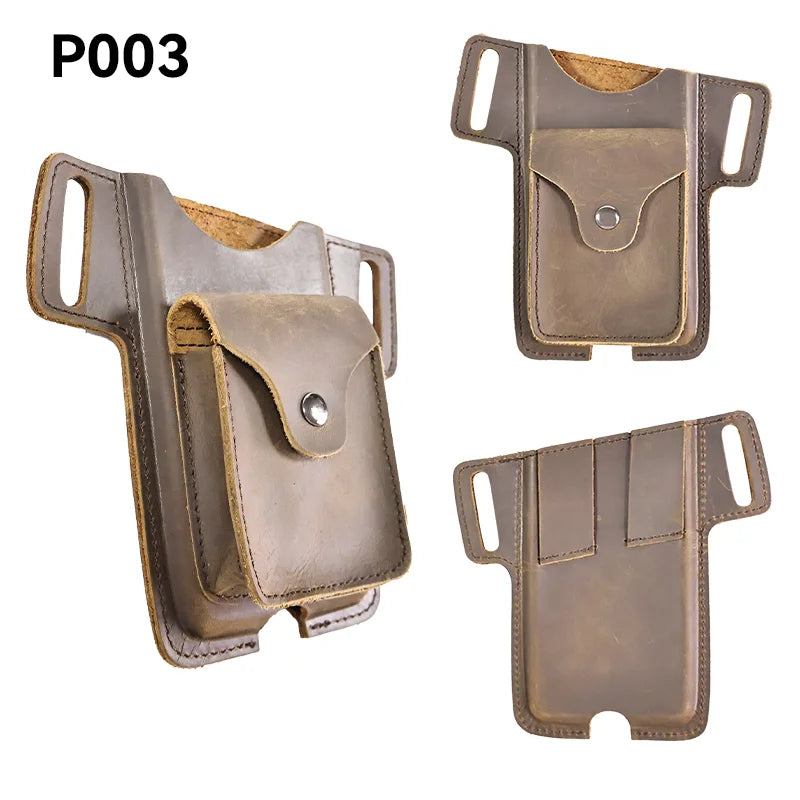 Multifunctional Leather Bag for Men, U-Shaped Design, Leisure Leather Clip, Men's Bag