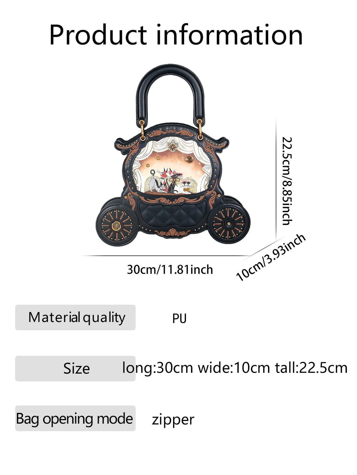 Fashion New 2026 Ladies' Hand-Held Special-Shaped Bag Retro Carriage Handbag niche Unique Cat Print Bag Personality Sweet and Co