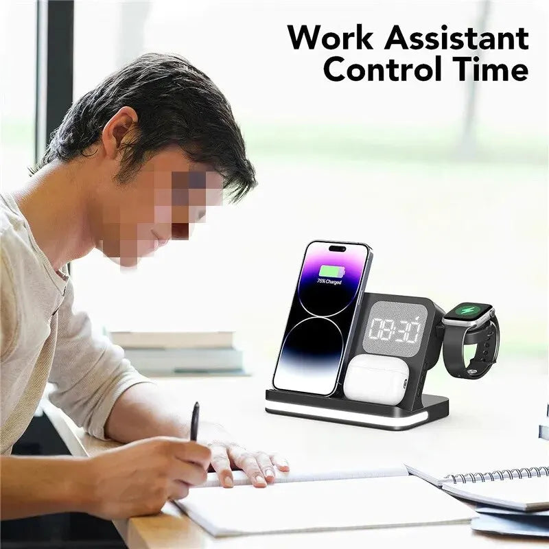 Wireless Charger Stand For iPhone 17-12 Samsung S25 S22 Ultra Fold Z Flip Galaxy Watch Active Buds Fast Charging Station Holder