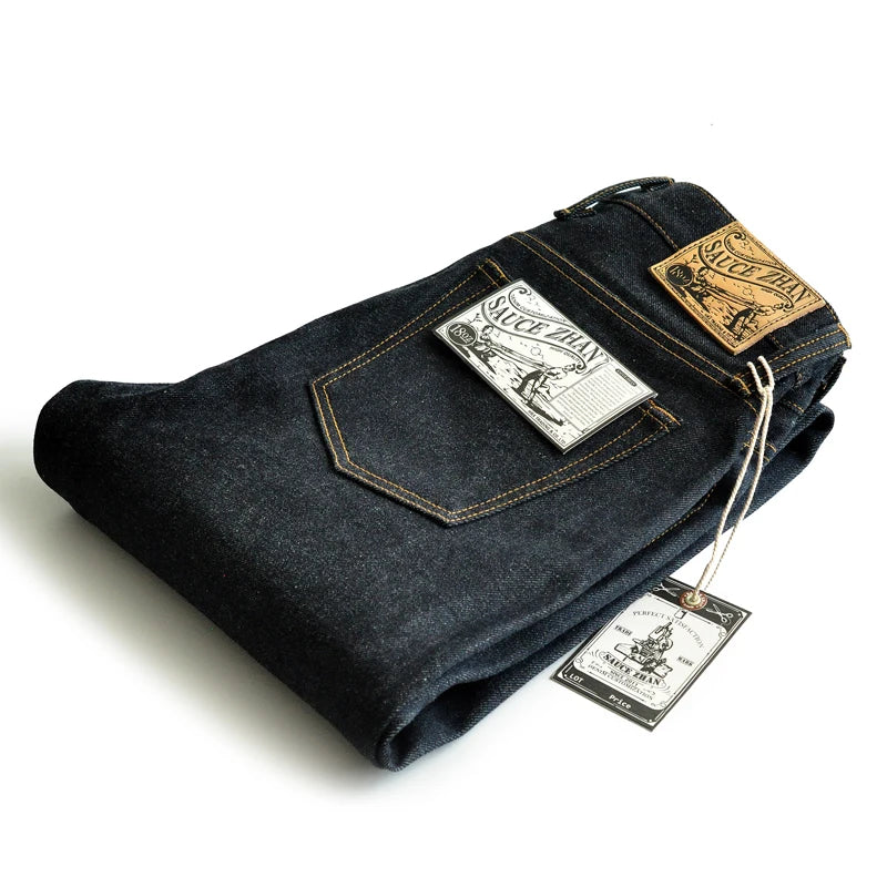 SauceZhan 315XX-18OZ Männer Jeans Denim Jeans für Männer Taper Fit Selvedge Denim Raw Jeans Blue Jeans Dicke 18 OZ Vintage