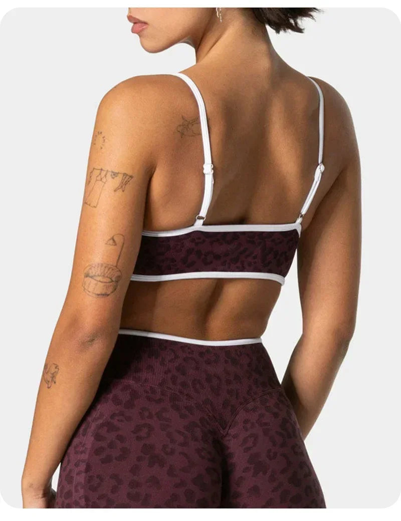 2PCS  High Quality Yoga SetNew Leopard Print Sports Underwear, Shockproof Butt Lift Workout Sports Trousers Women Activewear