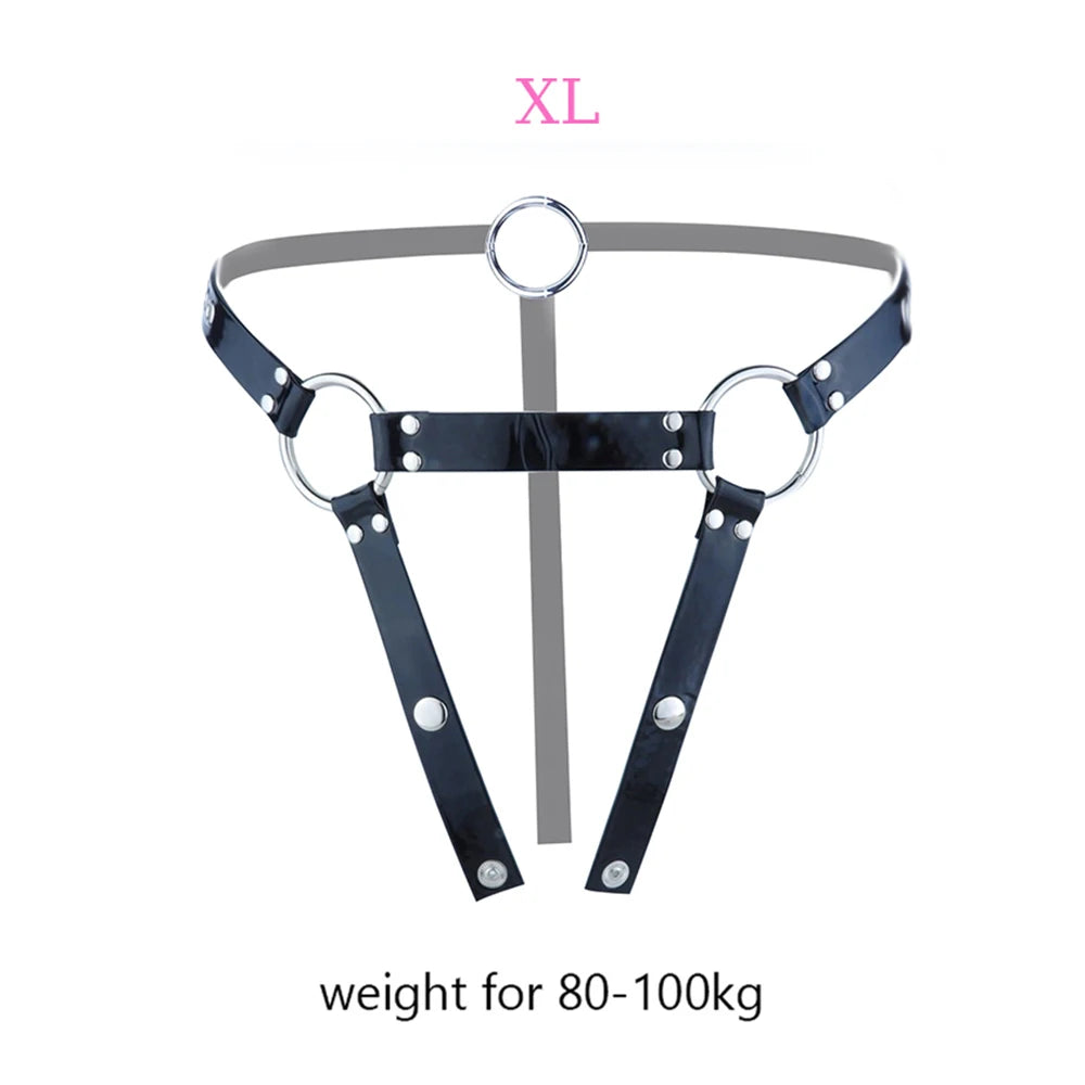 PU Leather Chastity Belt For Metal Penis Lock Cage Auxiliary Harness Belt Underwear Chastity Accessories B*SM Men S*x Toys