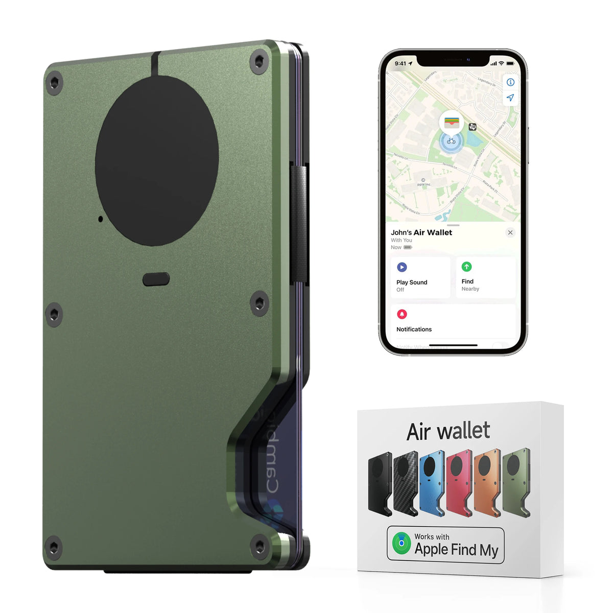 Wallet With Built In Airtag Chip, Rfid Blocking Credit Card Holder, Slim Wallet For Men, Compatible With Apple Find My ios Only