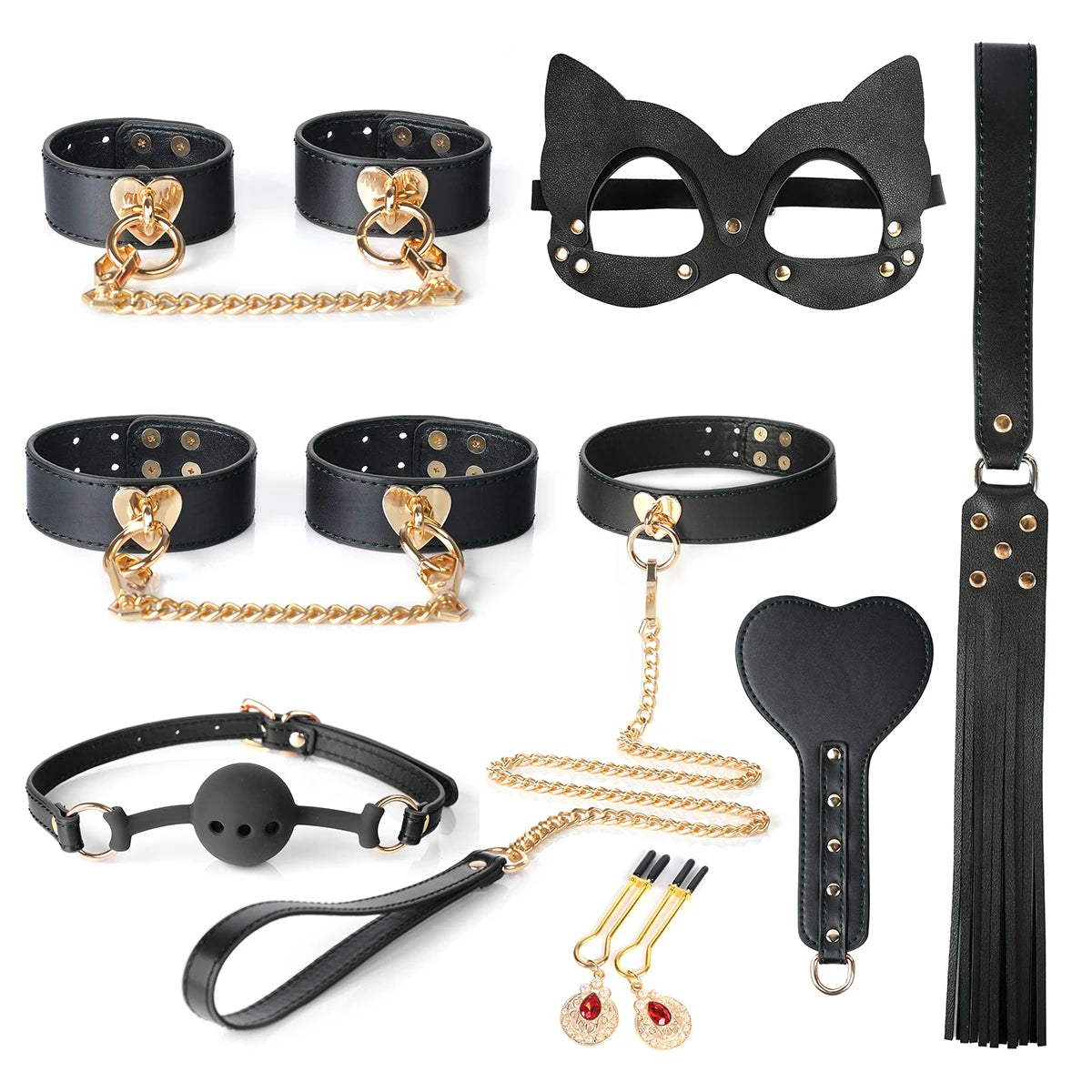 Leather 8 PCS B*SM Bondage Set With Case Adult S*x Games Restraints Kit Exotic B*ndage Gear For Couples