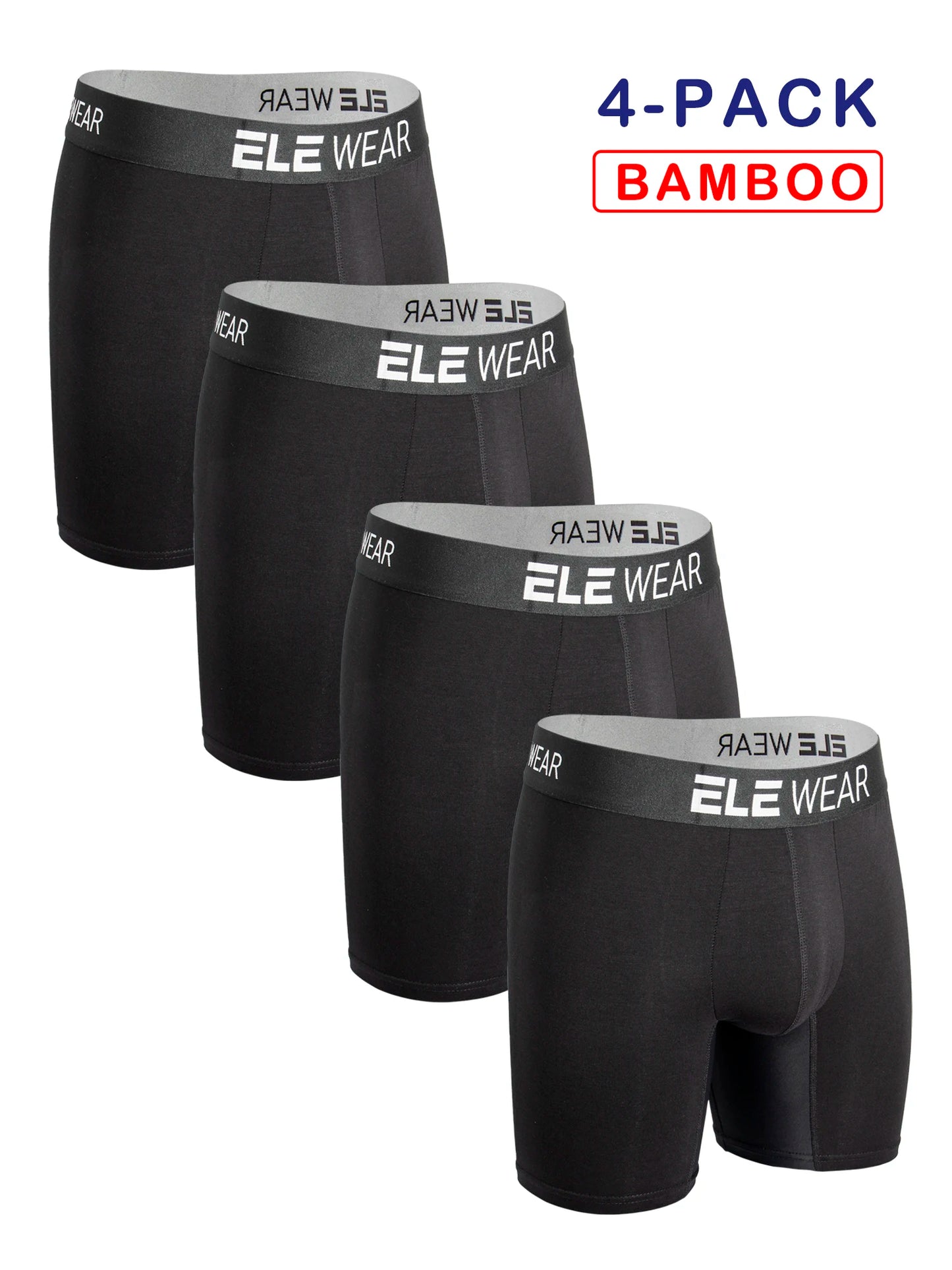 4pcs Bamboo Men's Underwear Long Sports Underwear, Moisture-Wicking, Boxer Briefs For Men
