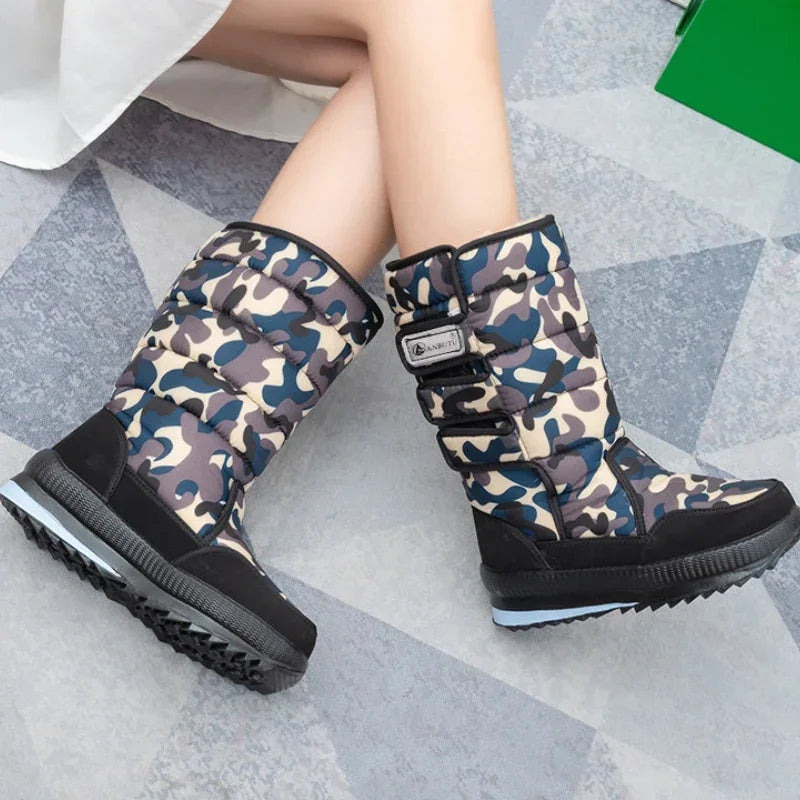 Men's Mid-calf Boots Outdoor Waterproof Men Snow Boot -40° Keep Warm Couples Boots Non-slip Platform Women Shoes Big Size 36-47