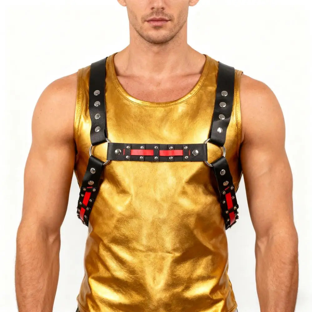 Punk Faux Leather Chest Harness for Men, For Rave Clubwear Masquerade Costume