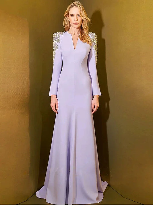 HIGH STREET Newest Fashion  Designer Party Vestido Women's Diamonds Beaded Split Long Maxi Dress