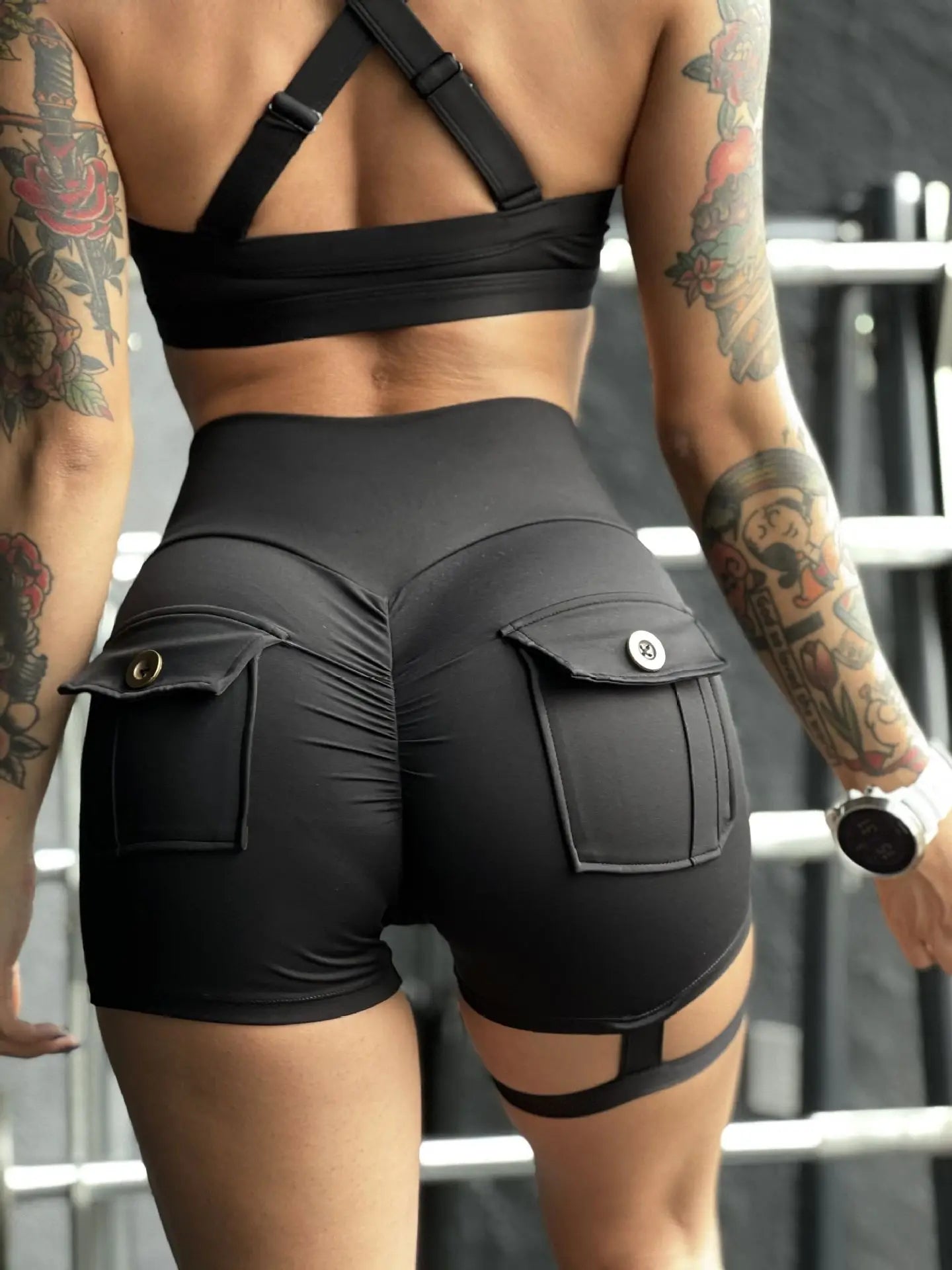 Sexy Shorts Women Sport With Pocket Buttocks Fitness Summer High Waist Tights Leggings Push Up Female Shorts Gym Clothing Pants