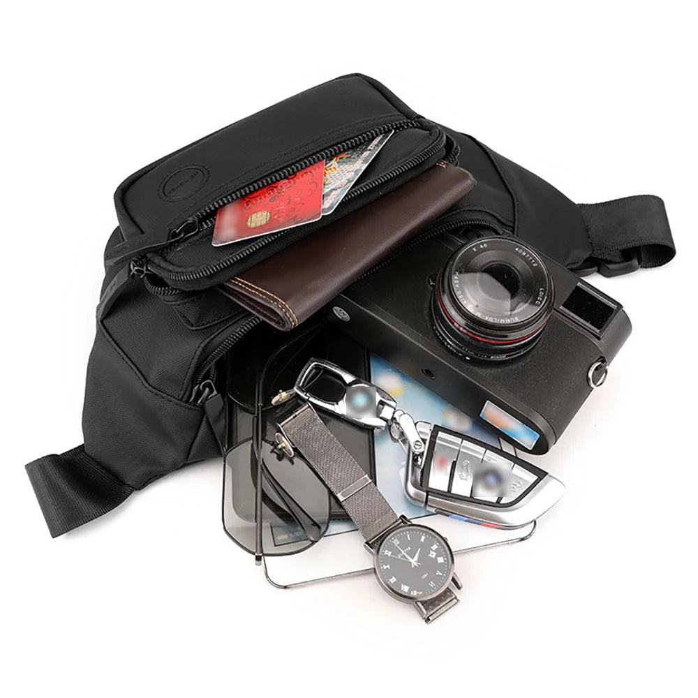 Men Waist Belt Bag Fanny Pack Multi-pocket Motorcycle Rider Outdoor Sports Climb Casual Nylon Male Sling Chest Bum Hip Bags