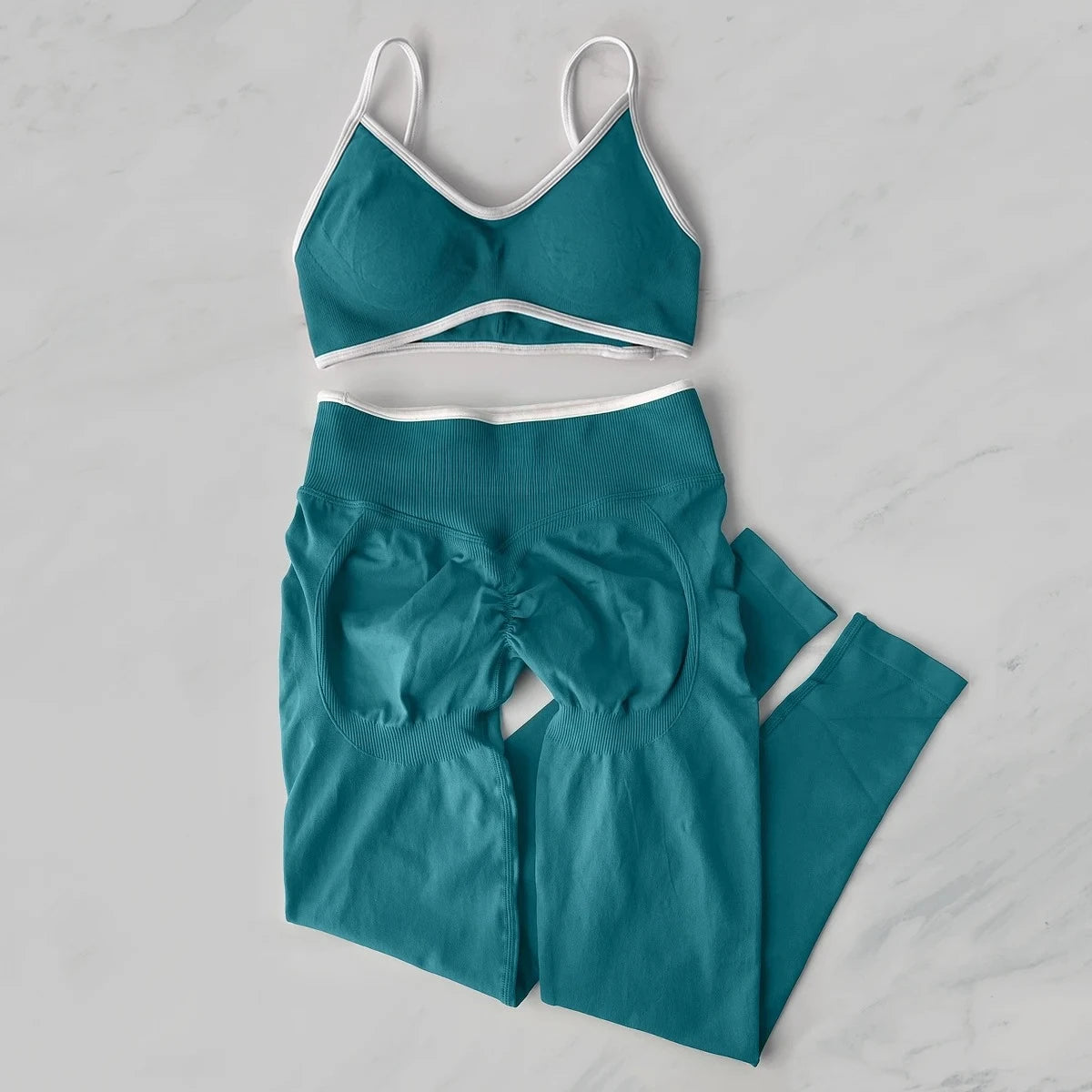 2Pcs Women's Gym Yoga Set Seamless High Waist Leggings Sports Bra Top Workout Outfit Fitness Activewear Running Training Clothes