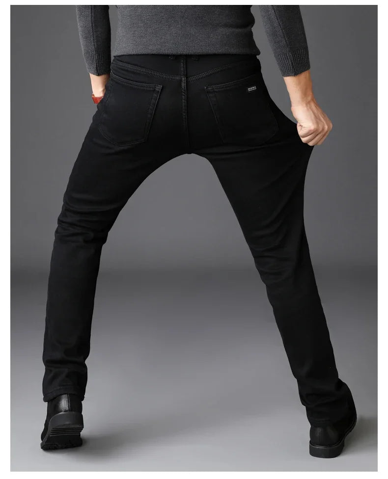 Soft Stretch Black Biker Jeans Men Classic Advanced Brand Denim Trousers Trendy Comfortable Jeans Homme Masculino Mens Pants