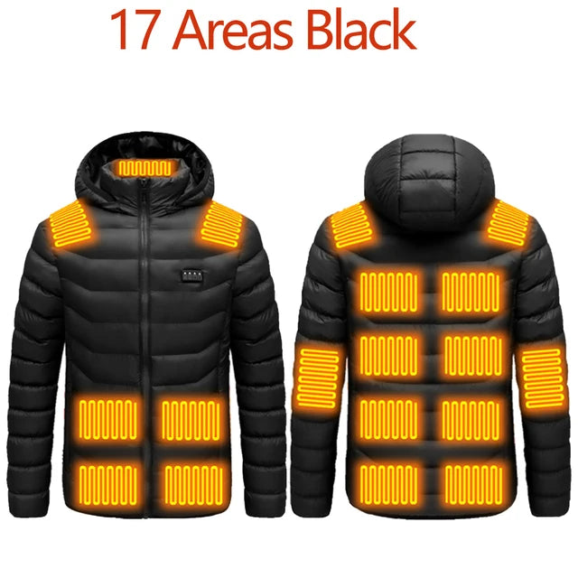 Men's parka Winter Warm USB Heating Jackets Smart Thermostat Pure Color Hooded Heated Clothing male bobojaco Warm padded jacket