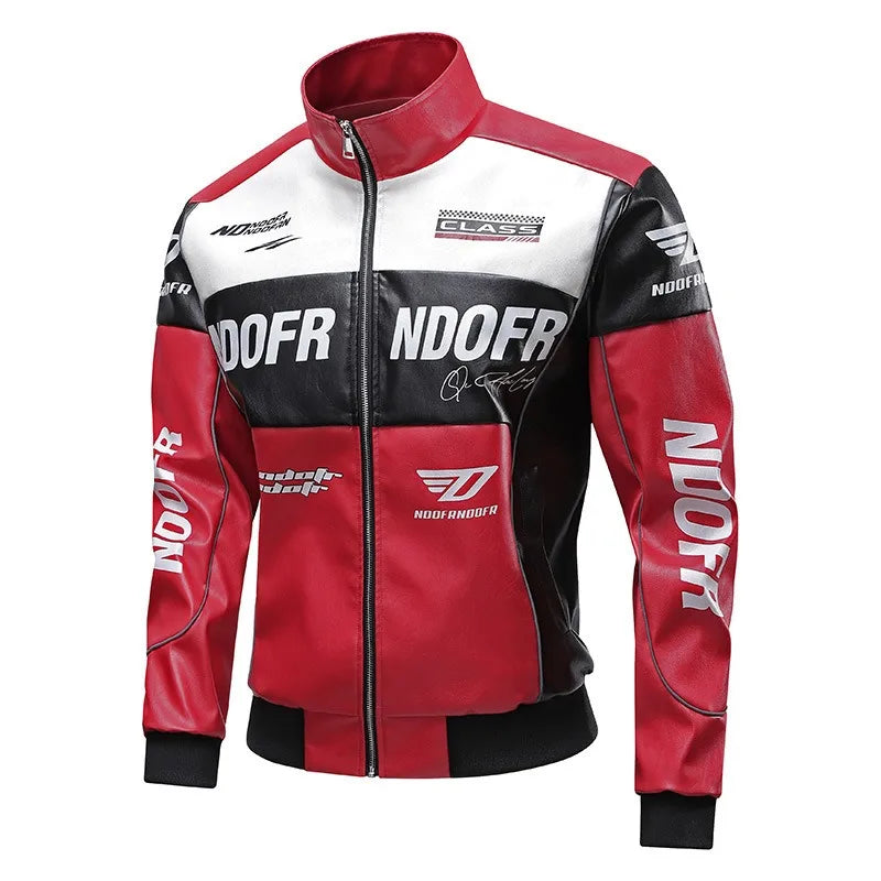 New Motorcycle PU Leather Bomber Jacket Japanese Loose Fashion Flight Jacket Large Size Men's Printed Faux Leather
