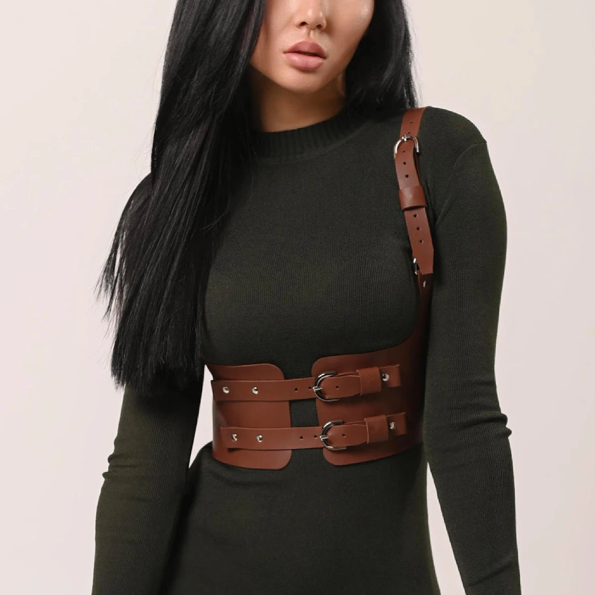 Women Trend Punk Waist Belt Decoration Female Street Style Wide Waistband corset Harness Leather Belt Gothic