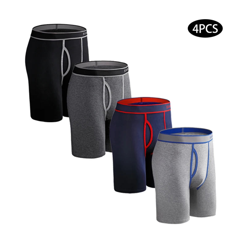 4pcs Side Opening Panties For Men Cotton Underwear Man Boxers Sexy Long Men's Panties Sports Underpants Male Brand Trunks Shorts