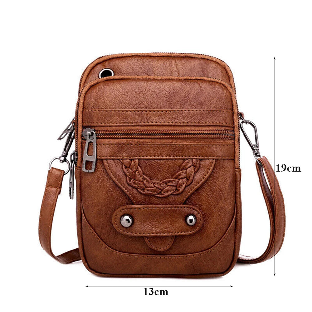 Men'S Shoulder Bag Multi-Function Leather Messenger Bag Casual Crossbody Bags High Quality Male Purse Phone Men'S Chest Pack