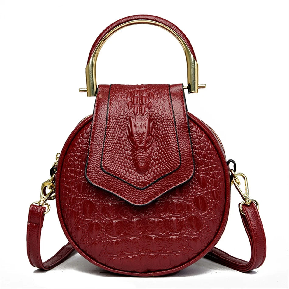 Luxury Designer Circle Crocodile Pattern Female Hand Bags Brand Leather Ladies Handbags Purses Fashion Small Women Shoulder Bag