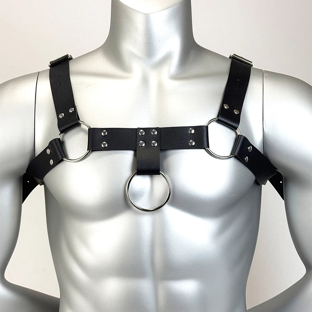 Mens Belt PU Leather Harness Adjustable Chest Body Belt Punk Gothic Sexy Alternative Fashion Male for Party Daily Wear Hot Sale