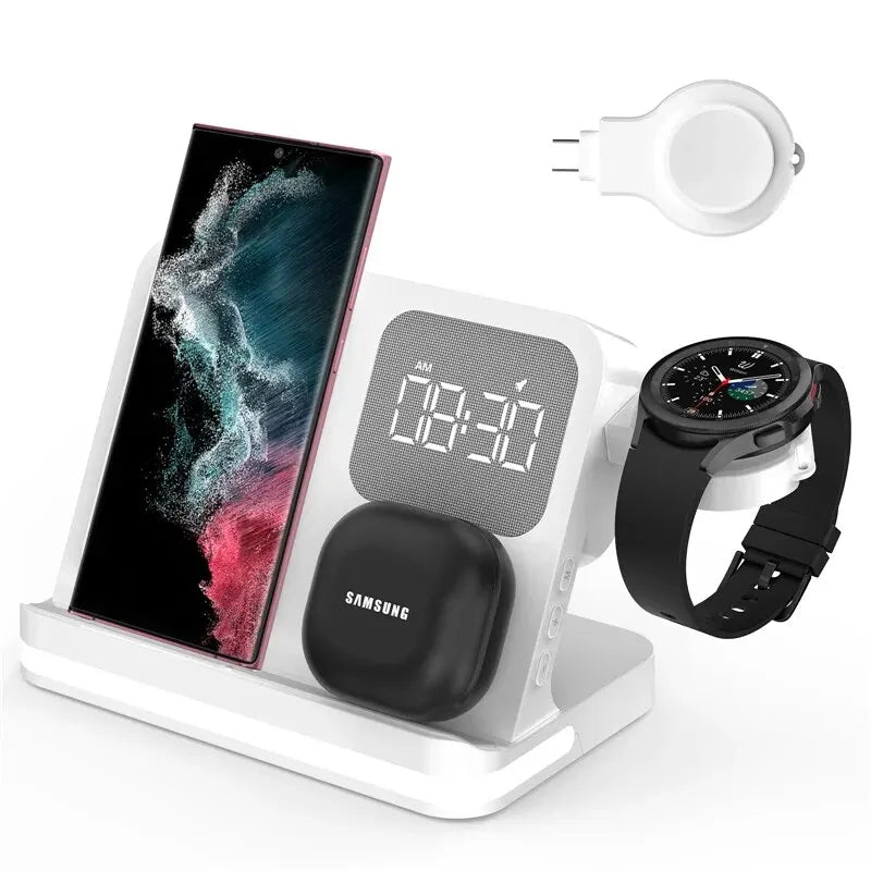 Wireless Charger Stand For iPhone 17-12 Samsung S25 S22 Ultra Fold Z Flip Galaxy Watch Active Buds Fast Charging Station Holder