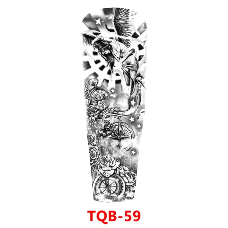Waterproof Temporary Tattoo Sticker Full Arm Large Skull Old School Tatoo Stickers Flash Fake Tattoos for Men Women