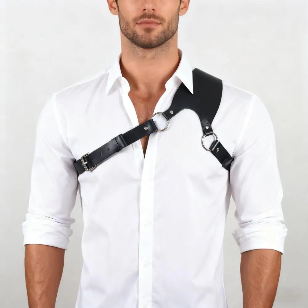 Men's PU Leather Body Chest Belt-Adjustable Harness for Various Occasions, Punk Chest Belt Mens Leather Harness