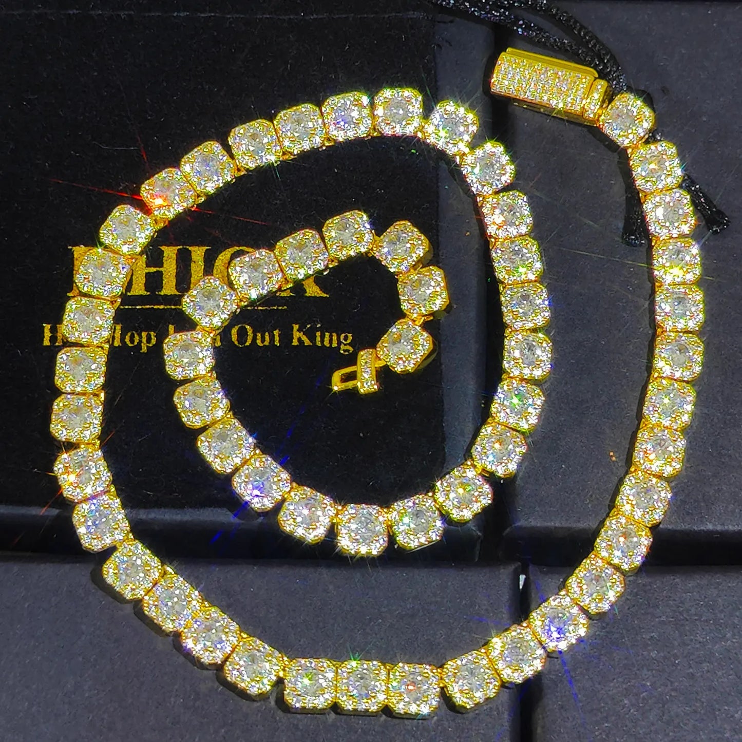 Clustered Diamond Tennis Chain Miami Cuban Link Chain for Women 7MM Iced Out CZ Cuban Necklace Hip Hop Jewelry Gifts