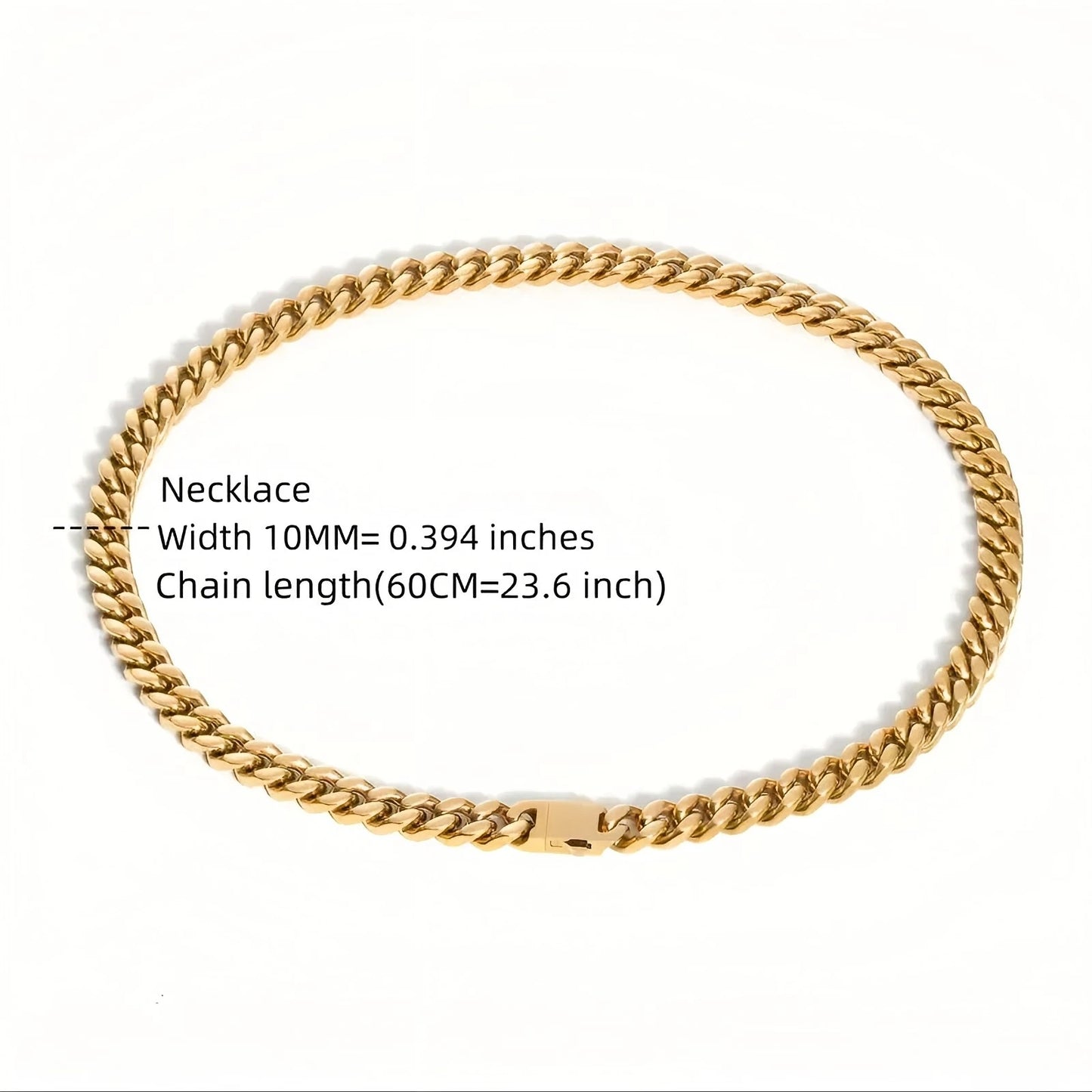 Stainless steel, 12mm gold-plated, necklace and hip-hop bracelet kit from the Cuban chain in Miami, gifts for men and women