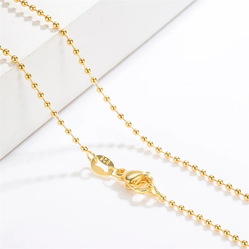 Necklace 18k Gold Necklace Light Bead Gold Chain Women's Jewelry Necklace Wedding Party Gift Jewelry Lobster Clasp