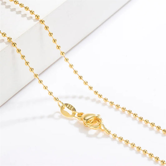 Necklace 18k Gold Necklace Light Bead Gold Chain Women's Jewelry Necklace Wedding Party Gift Jewelry Lobster Clasp