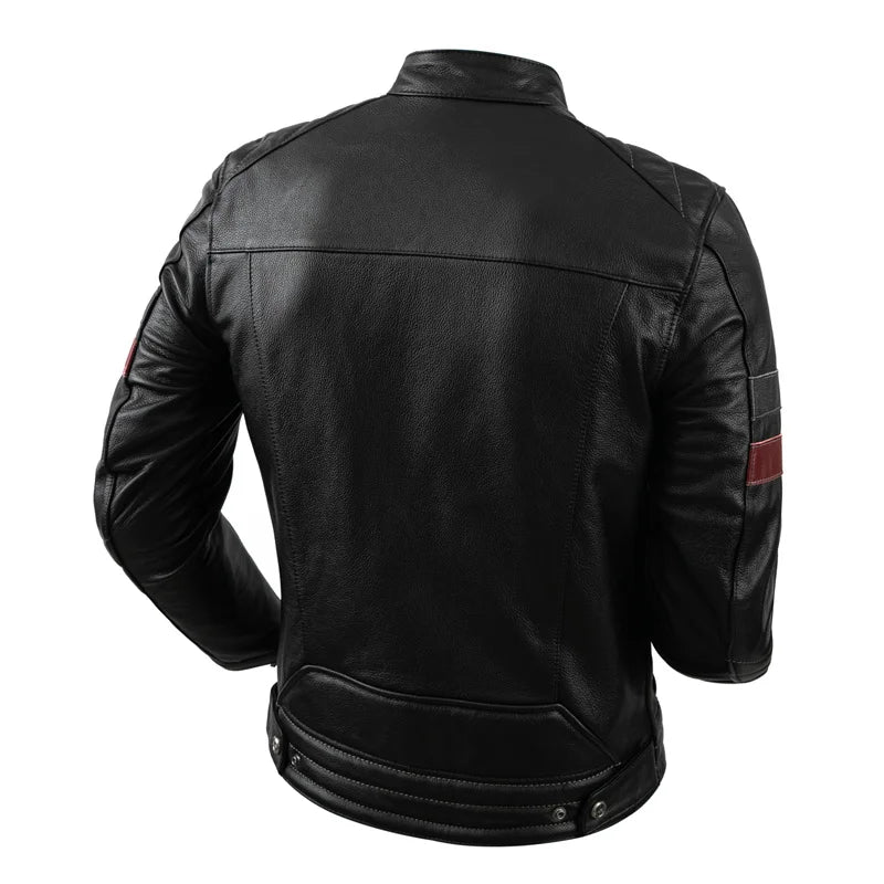Motorcycle Jacket Men's Casual Real Leather Jacket Spring And Autumn Off-road Motorcycle Racing Rider Leather Jacket