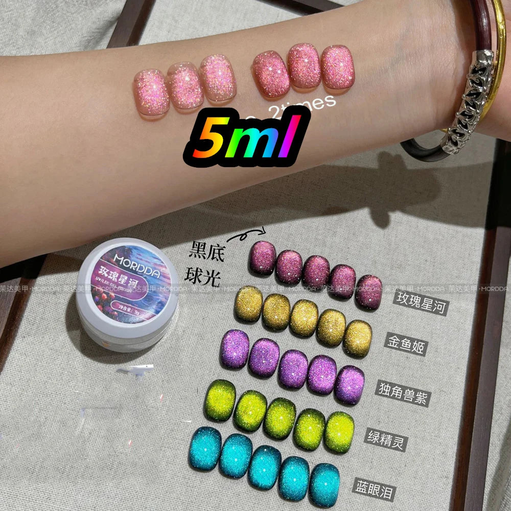 10ml/jar Moonlight White Magnetic Laser Gel Nail Polish Reflective Glitter Cat Eye Gel Semi-permanent UV Magnetic Venalisa GY
