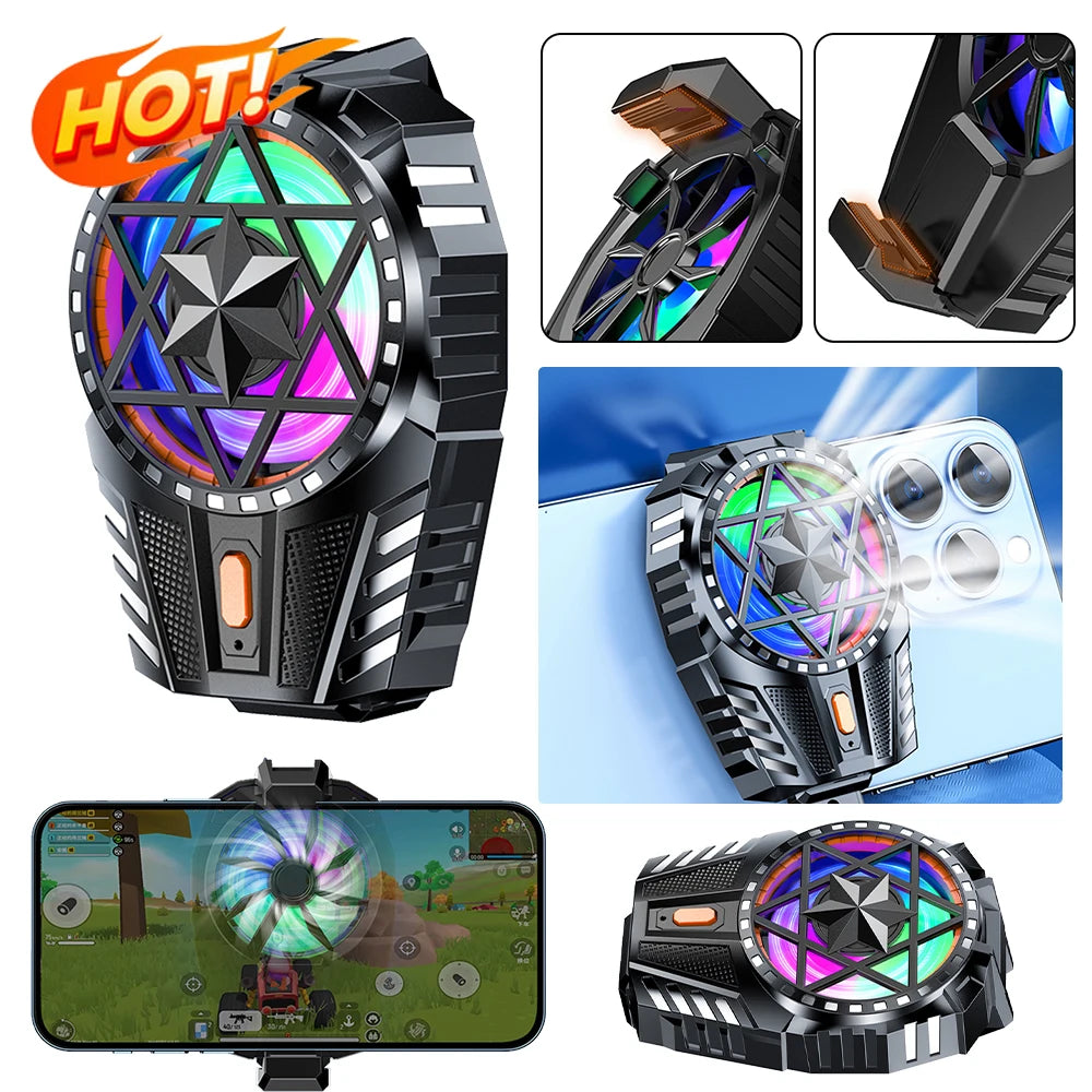 Mobile Phone Radiator Rechargeable Mobile Phone Game Cooler 3 Speed Adjustable Back-Clip Fan Radiator for Phone Tablet Phablet