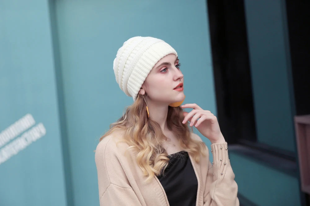 25 Farben Gestrickte Beanie Mütze Skully Trendy Warm Chunky Soft Stretch Zopfmuster Wintermütze Für Damen Mode Geschenk