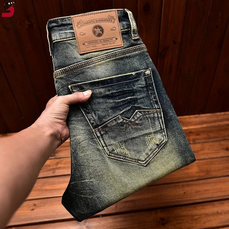 Luxury Soft Jeans Men's Fall New Design Trendy Slim Fit Stretchy Pants Elegant Business Casual Wardrobe Essential trousers