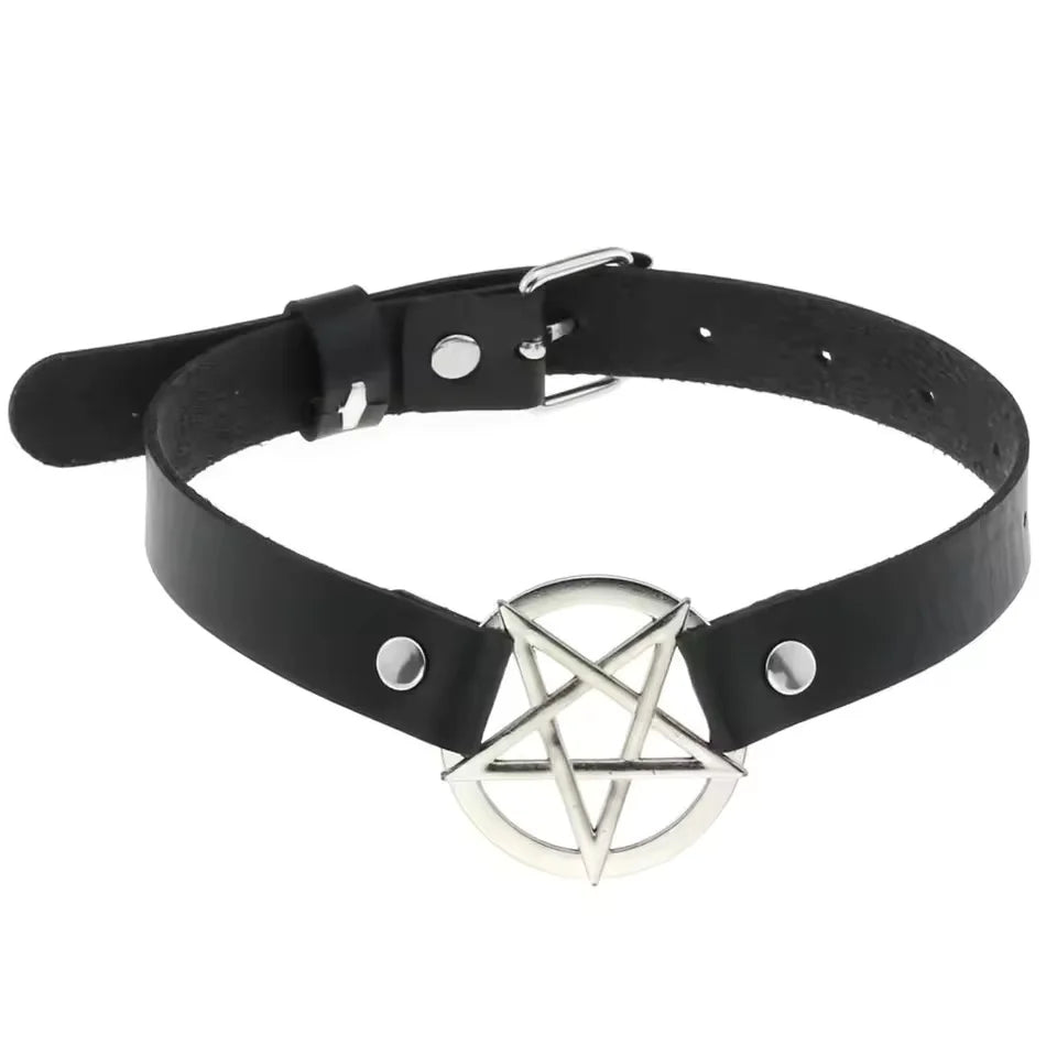 Gothic Punk Collar with Adjustable Fashionable Leather Neck Decoration and Spicy Girl Daily Dating Cosplay Accessories