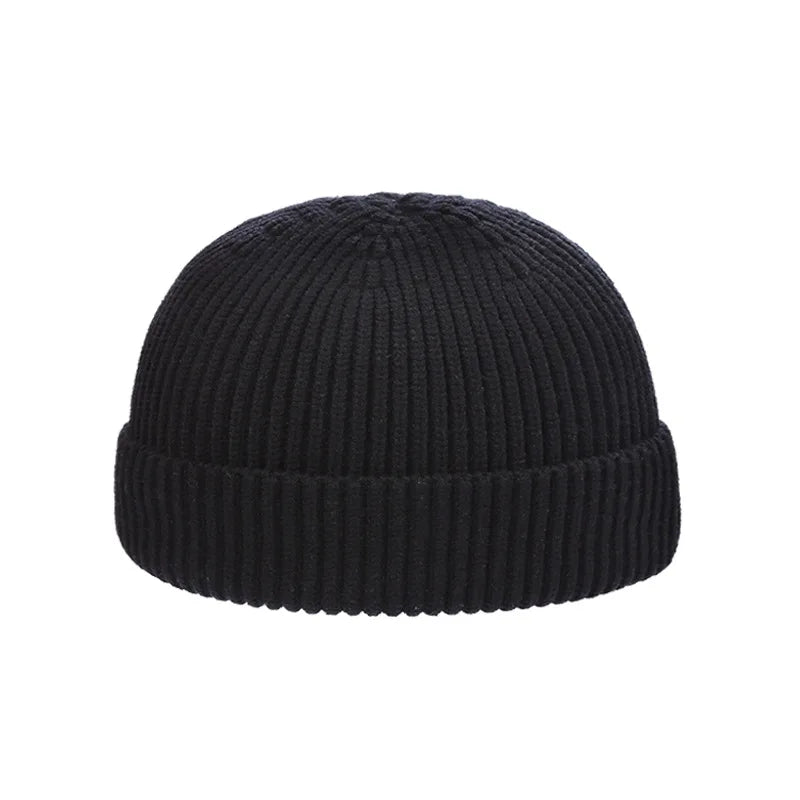 Winter Thermal Knitted Beanie Cap Warm Skull Roll Up Cuffed Hat for Outdoor Sport Running Cycling