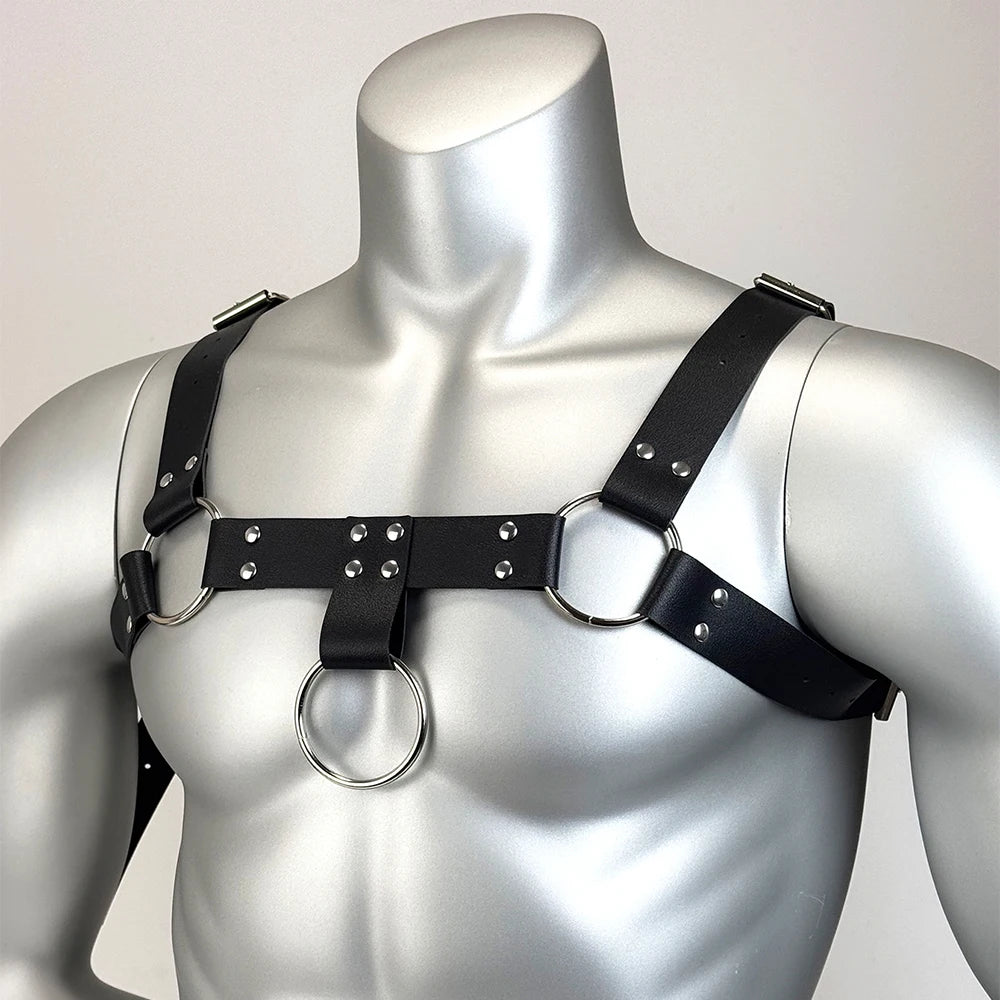 Men PU Leather Chest Harness Fashion Retro Body Belt Chest Accessories Straps Punk Rave Exotic Clothing Decorative Belt