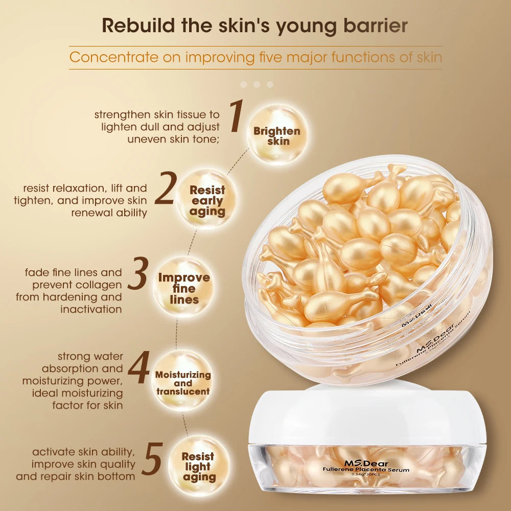 30Pcs Hyaluronic Acid Capsules Serum Hydrating Repair Moisturizing Essence Liquid Facial Deeply Nourishes Firming Skin Care