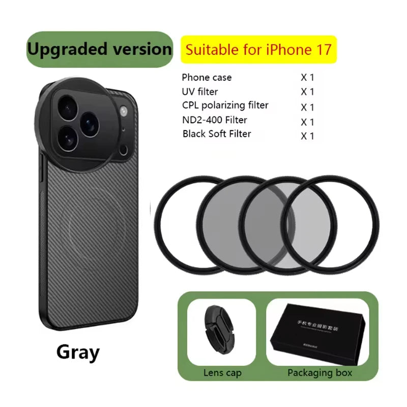 4 in 1 58mm Filter Set for iPhone 17 Pro/Pro Max With Universal CPL UV ND8 Starling Filter Magnetic Wireless Charging Phone Case