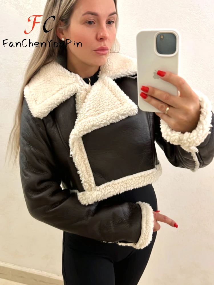 Autumn Winter Women's Leather Jacket Coat Fashion Vintage Zippers Faux Leathers Casual Simple Cool Short Soft Warm Coats