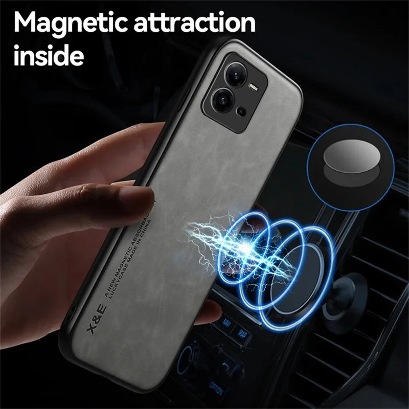 For Vivo V25E V25 Case Magnetic Car Texture Leather Shockproof Phone Case For Vivov25 Vivov25e V 25 E 25E 4G 5G 2022 Back Cover