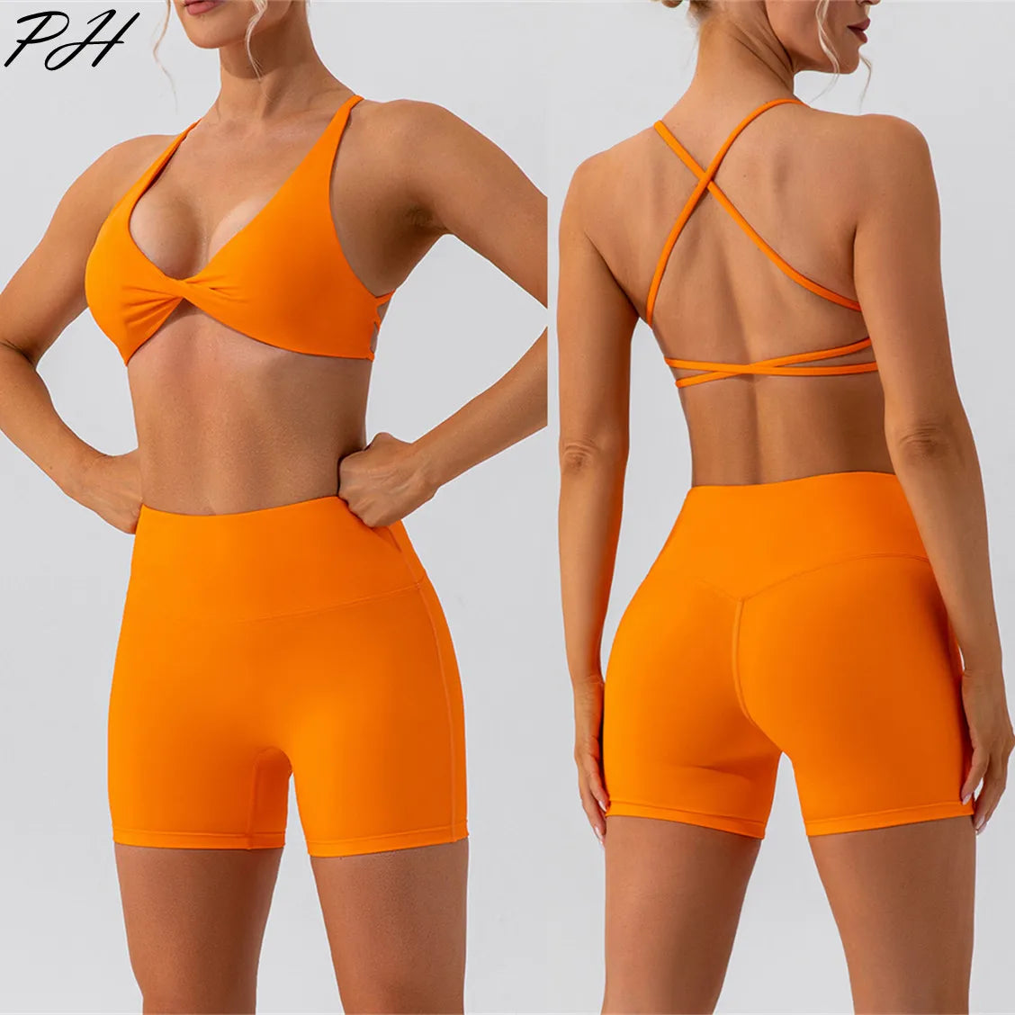 Sexy Gym Yoga Set Women Summer Seamless Sports Suits Fitness Workout Clothes Women's Tracksuits Sports Bra High Waist Shorts